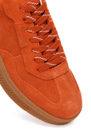 Woman Orange Lace-Up Suede Leather Leather Sneaker | Derimod