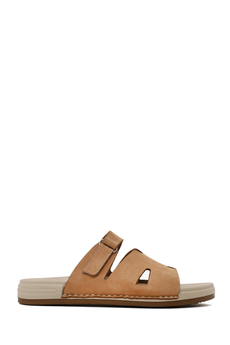Woman Beige Strappy Nubuck Leather Slipper 26SFD5023V3 | Derimod