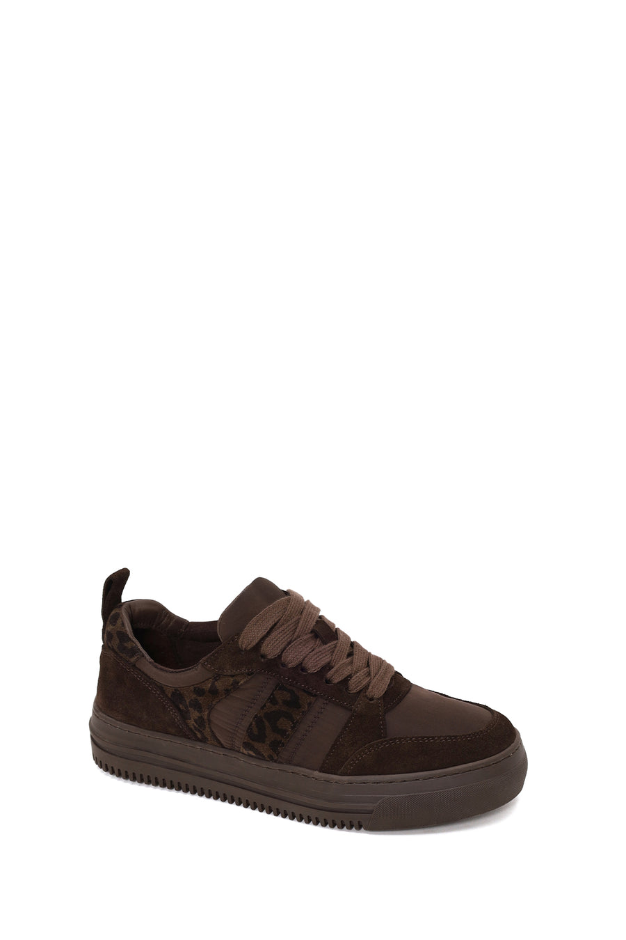 Kadın Kahverengi Bağcıklı Desenli Deri Sneaker