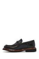 Men's Black Buckle Leather Casual Loafer | Derimod