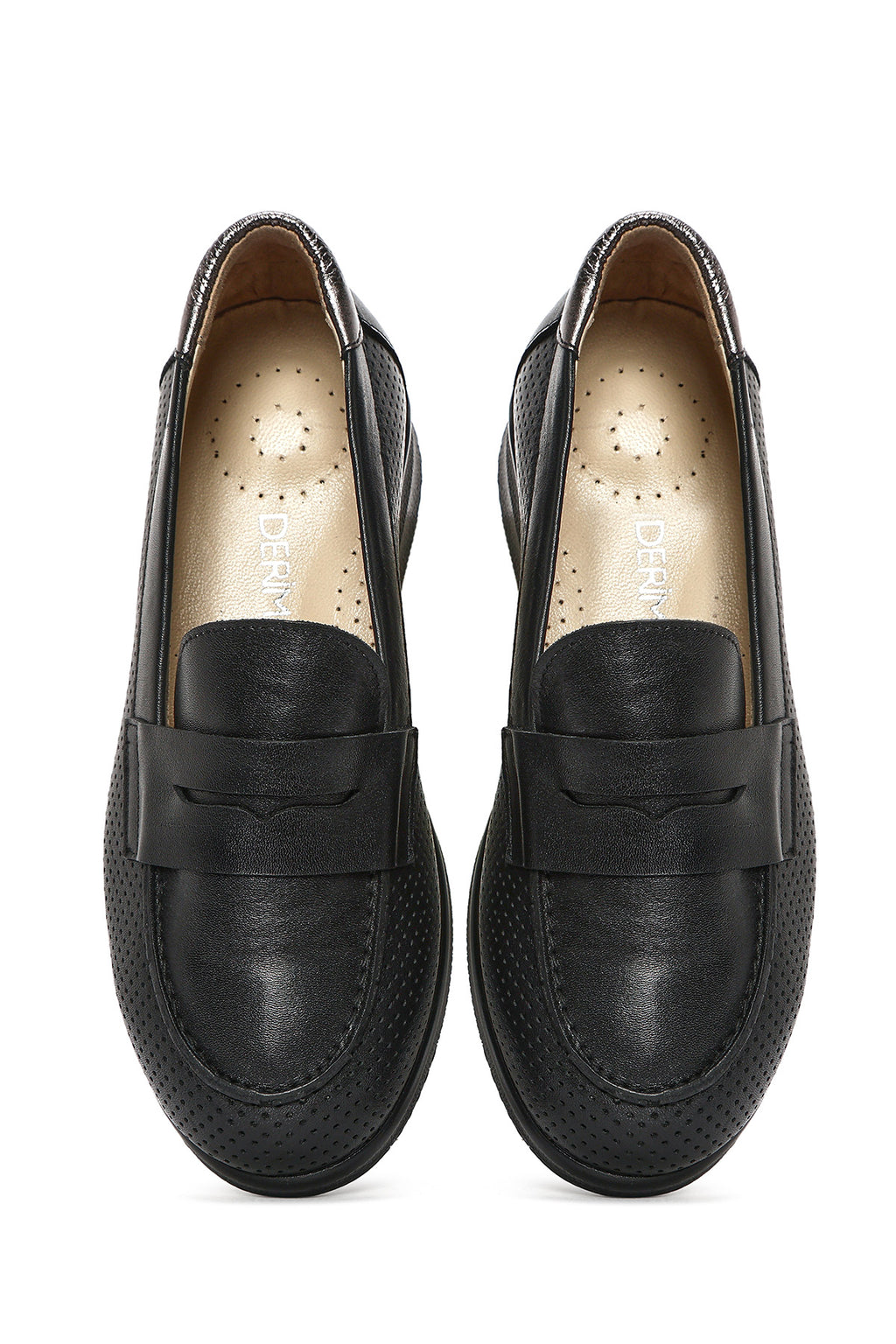 Kadın Siyah Dolgu Topuklu Deri Comfort Loafer