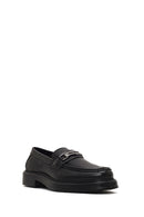 Men's Black Buckled Thick-Soled Leather Loafer | Derimod