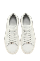 Men's White Lace-Up Thick-Soled Leather Sneaker | Derimod