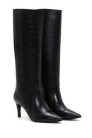 Women's Black Leather Heeled Boots | Derimod