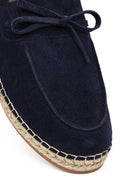 Men's Navy Blue Suede Leather Espadrille | Derimod