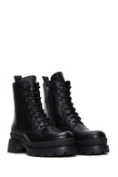 Women's Black Leather Zipper Boots | Derimod