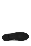 Women's Black Buckle Detailed Leather Masculine Loafer | Derimod