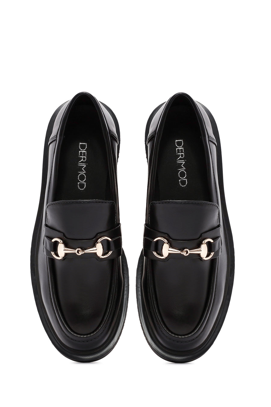 Woman Black Buckled Masculine Loafer