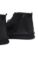 Male Black Lace-Up Zip Closure Leather Sport Boots | Derimod