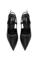 Women's Black Slingback Platform High Heel Leather Shoes | Derimod