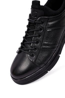 Male Black Lace-up Leather Casual Sneaker | Derimod