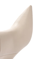 Women's Beige Thin Heeled Leather Boots | Derimod