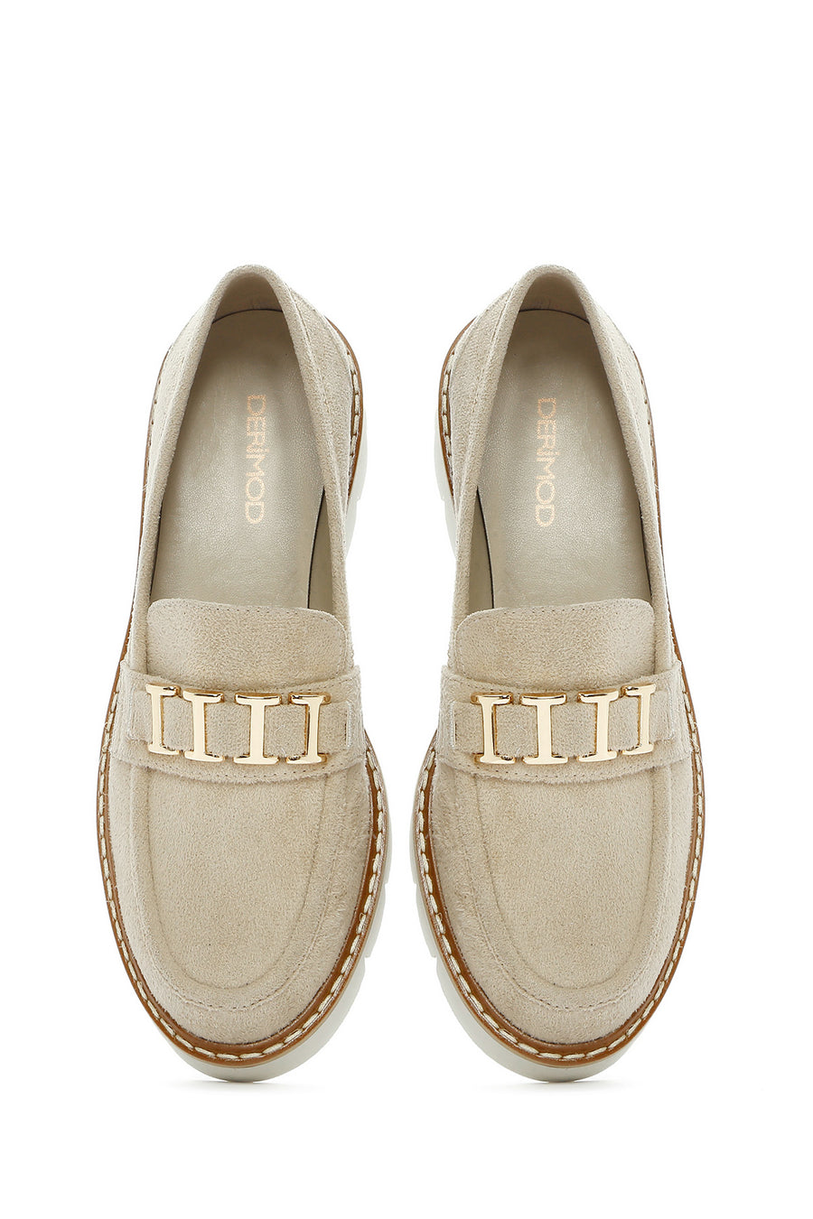 Women's Tan Buckled Suede Masculine Loafer