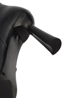 Woman Black Zip Closure Heeled Leather Boots | Derimod