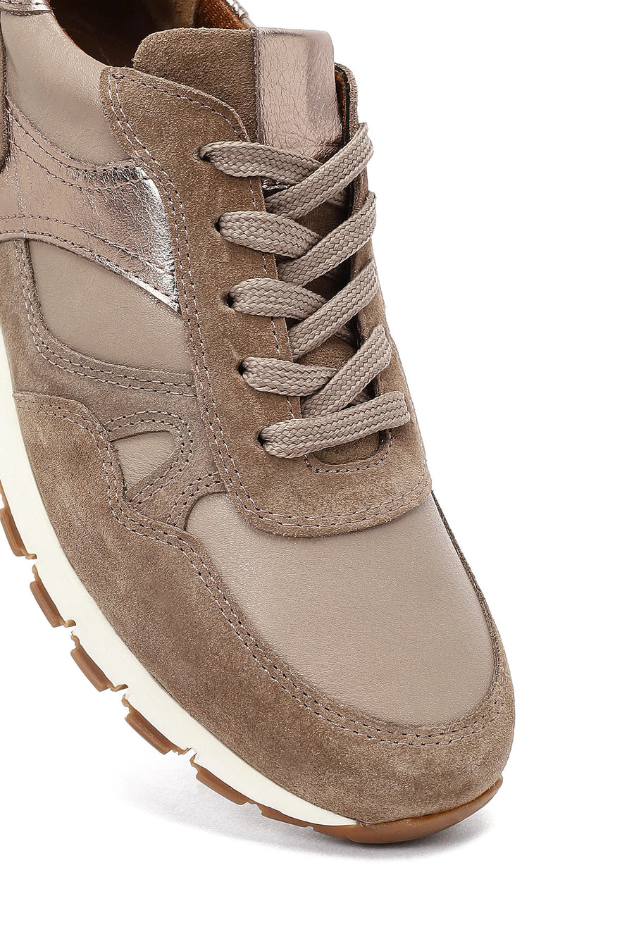 Woman Mink Laced Leather Sneakers
