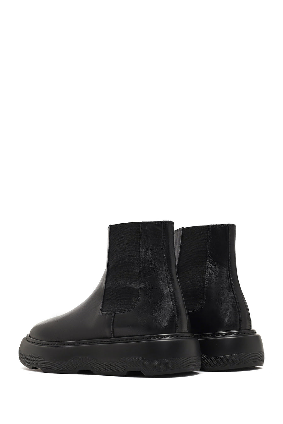 Men's Black Thick-Soled Leather Chelsea Boot