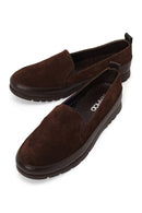 Woman Brown Suede Comfort Loafer | Derimod