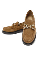 Kadın Taba Tokalı Süet Deri Maskülen Loafer | Derimod