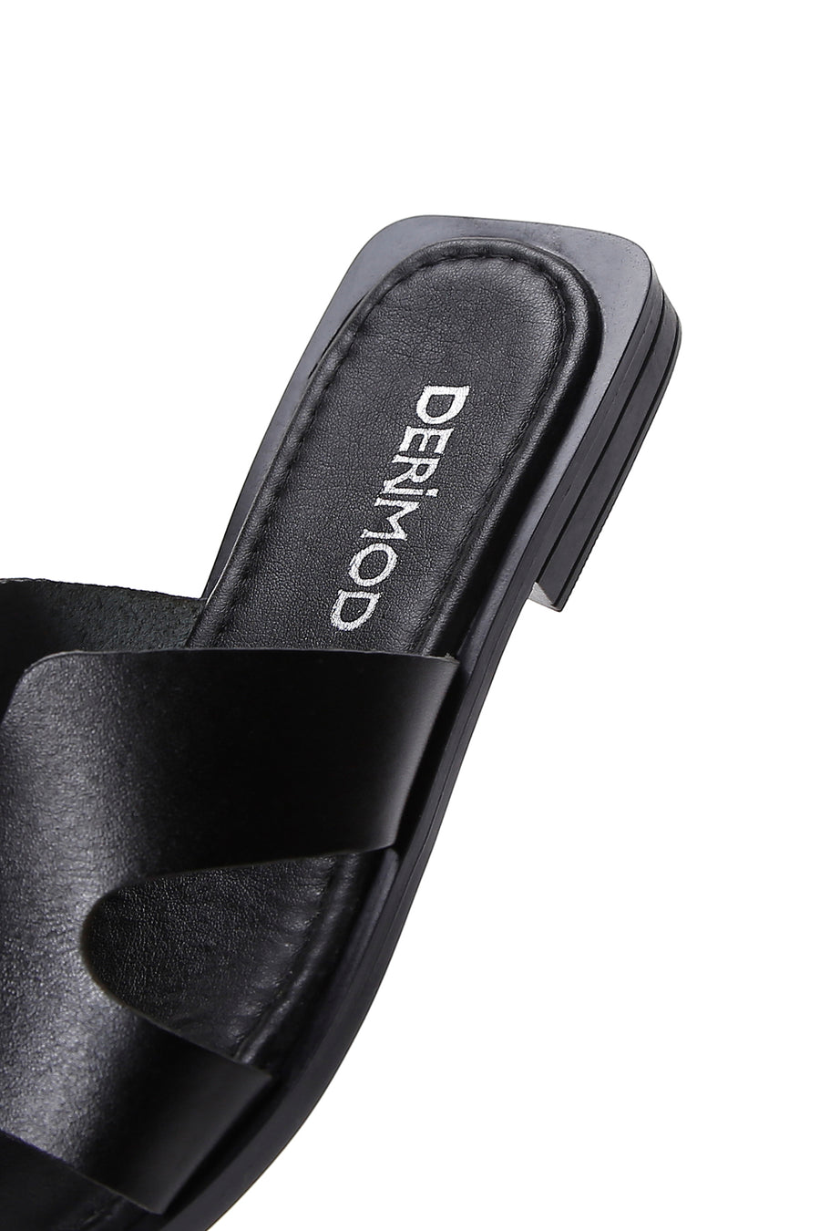 Women's Black Leather Slippers