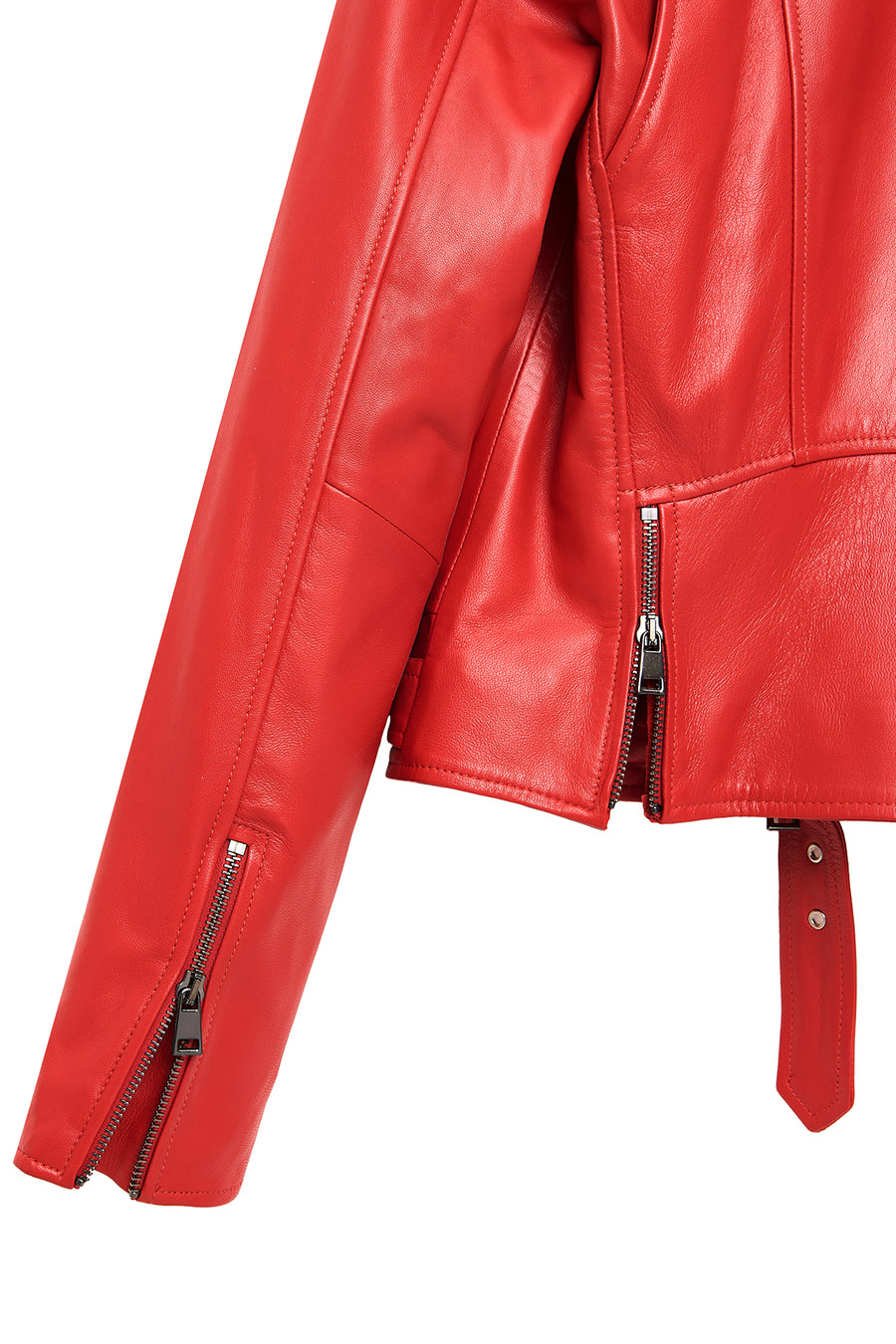 Newage Women's Red Slim-Fit Biker Leather Jacket