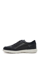 Erkek Lacivert Bağcıklı Deri Casual Sneaker | Derimod