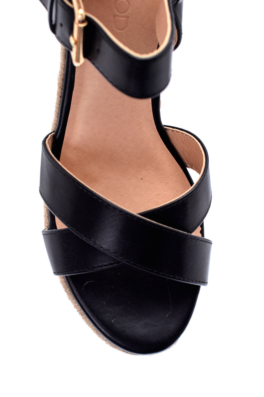 Women's Straw Sole Wedge Heeled Sandals