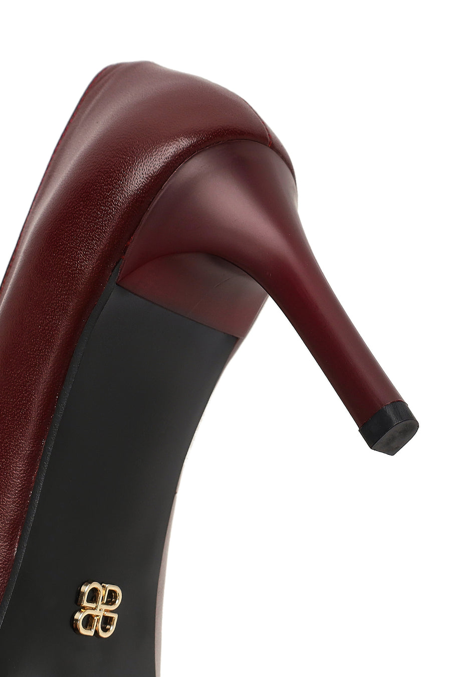 Women's Burgundy Thin Heeled Leather Stiletto