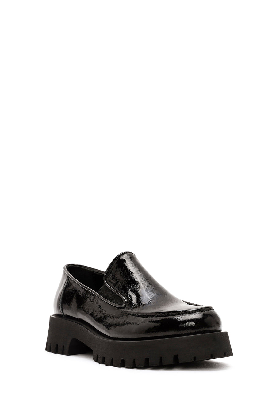 Women's Black Patent Leather Masculine Loafer