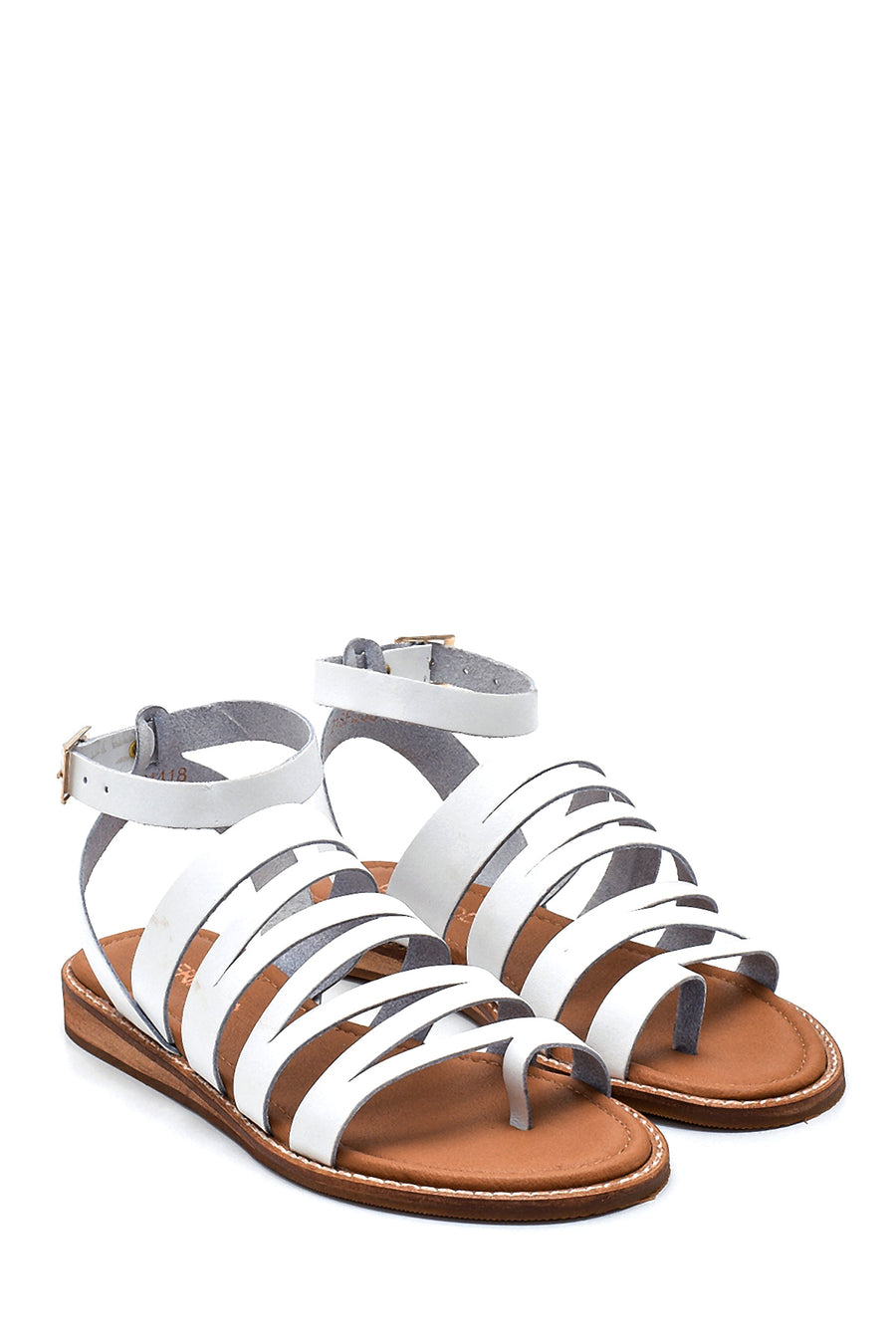 Women's Casual Leather Sandals with Flip Flop Detail