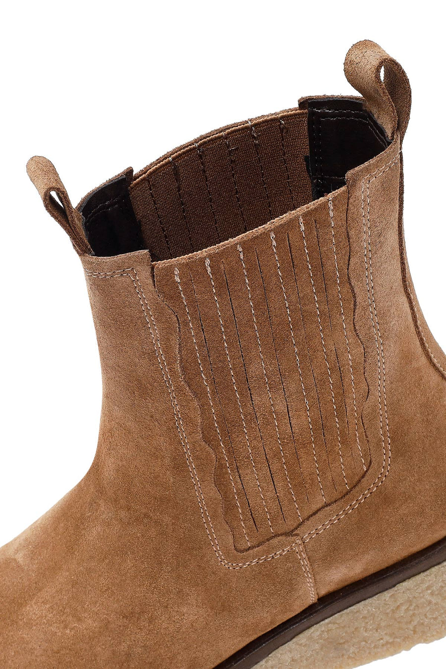 Women's Camel Thick-Soled Suede Leather Chelsea Boot