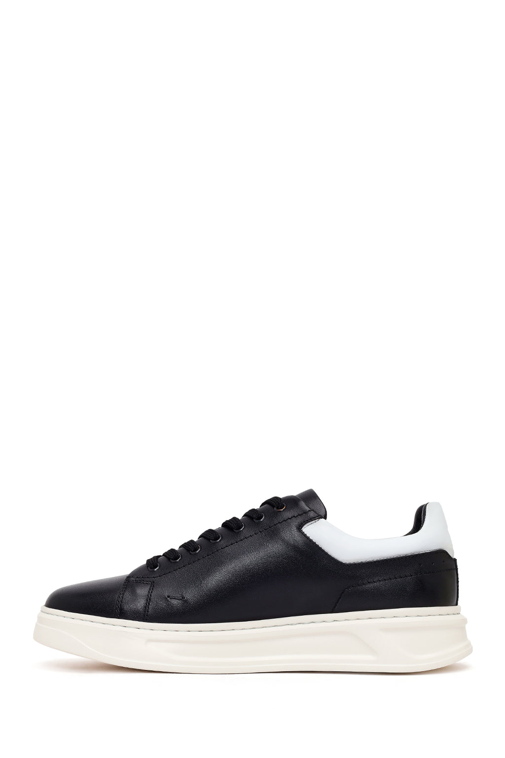 Erkek Siyah Bağcıklı Deri Sneaker