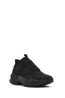 Derimod Zero Women's Black Lace-Up Stone Fabric Sneakers | Derimod