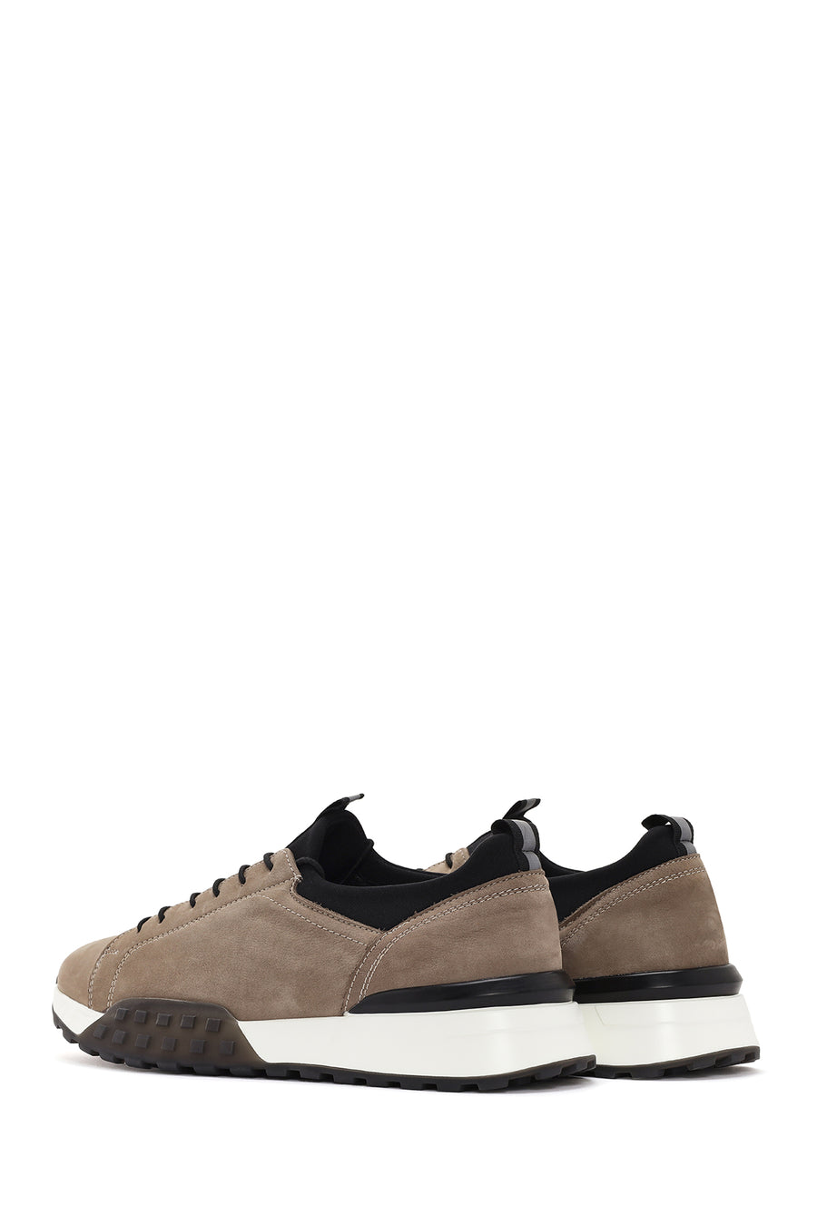 Men's Beige Thick Sole Lace Up Leather Casual Sneaker