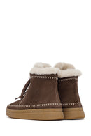 Woman Brown Laced Thick Sole Suede Leather Teddy Bot | Derimod