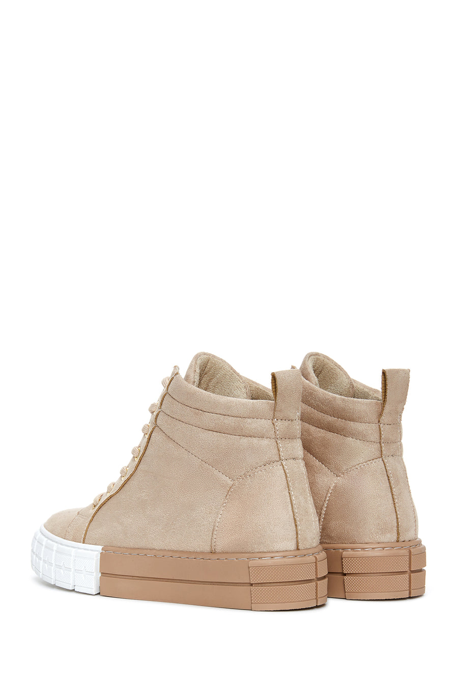 Women's Beige Suede High Top Sneaker