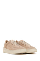 Woman Beige Lace-Up Suede Leather Sneaker | Derimod