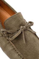 Men's Khaki Suede Leather Loafer | Derimod