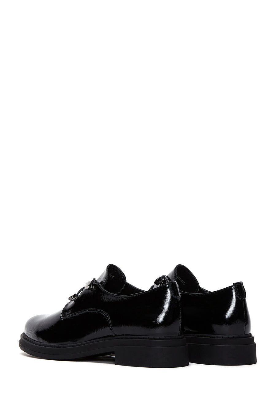 Women's Black Patent Leather Masculine Shoes