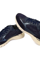 Women's Navy Blue Lace-Up Thick-Soled Leather Sneaker | Derimod