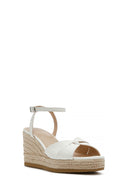 Women's White Ankle Buckle Wedge Heel Espadrille Sandals | Derimod