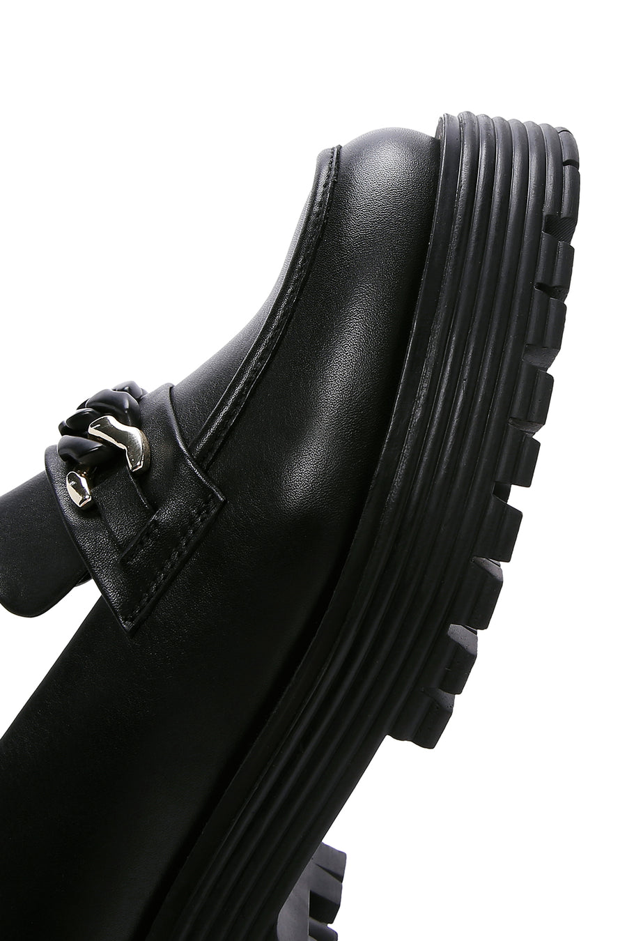Women's Black Leather Masculine Loafer