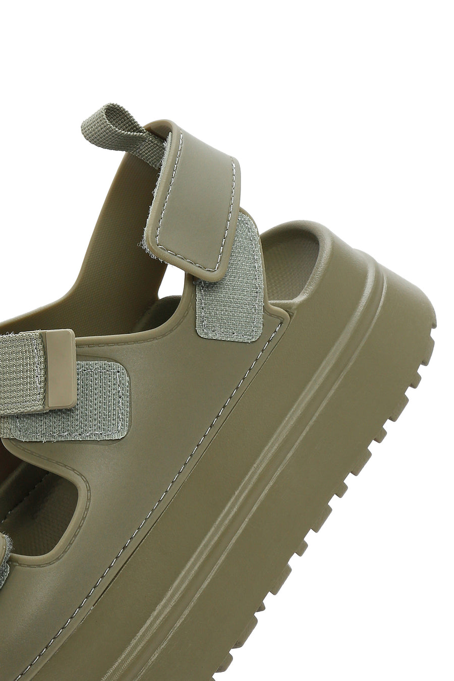 Women's Khaki Strappy Thick Soled Jelly Sandals