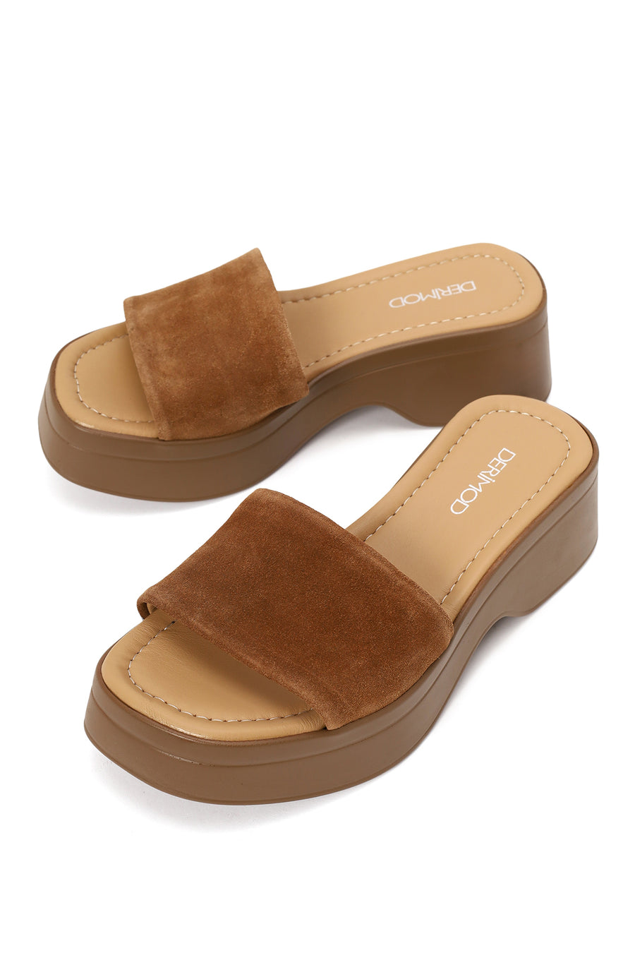 Woman Tan Thick-Soled Suede Slipper