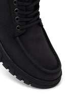 Male Black Lace-Up Chunky-Soled Nubuck Leather Casual Boots | Derimod