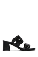 Women's Black Thick Heeled Slippers | Derimod