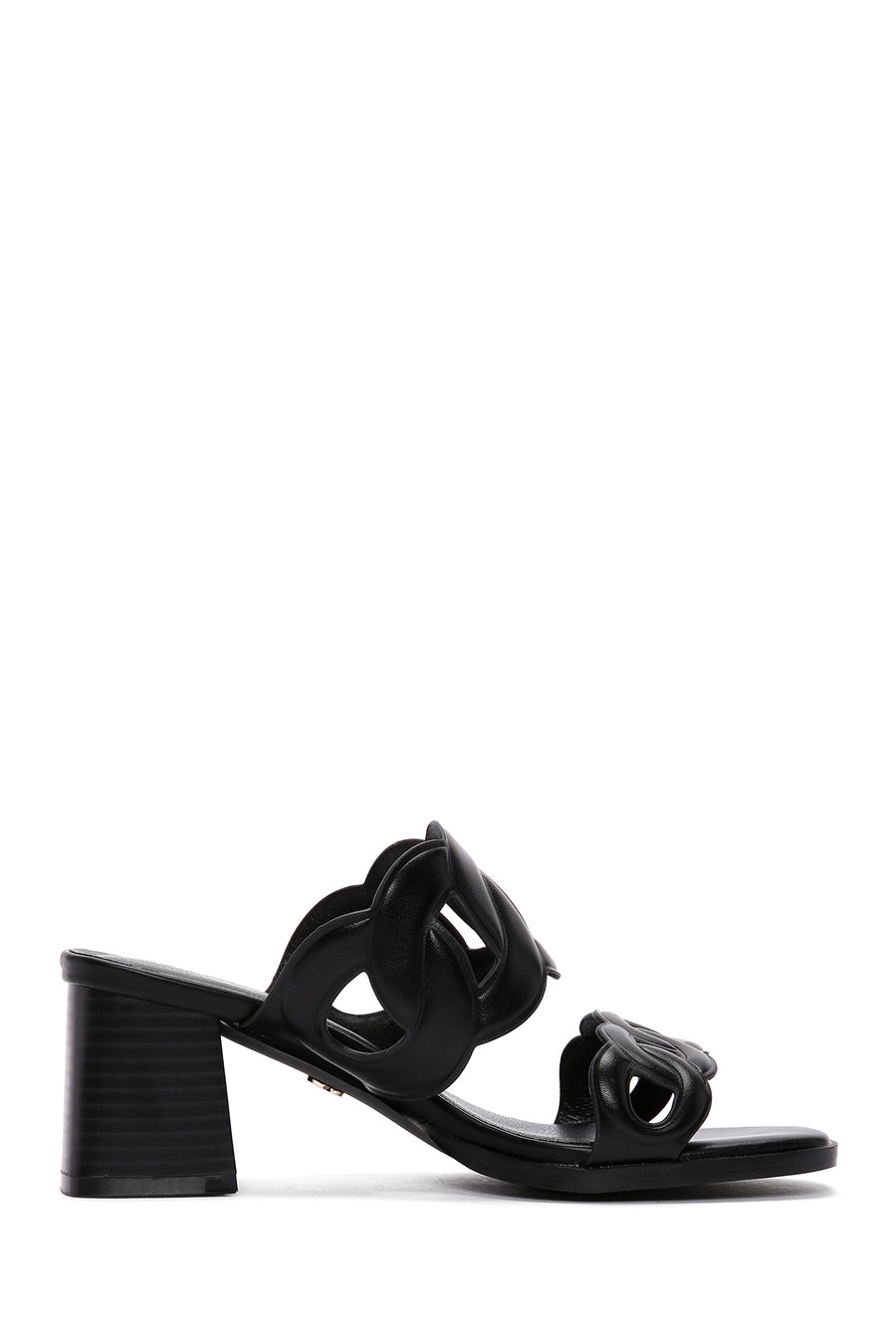 Women's Black Thick Heeled Slippers 24SFD442318 | Derimod