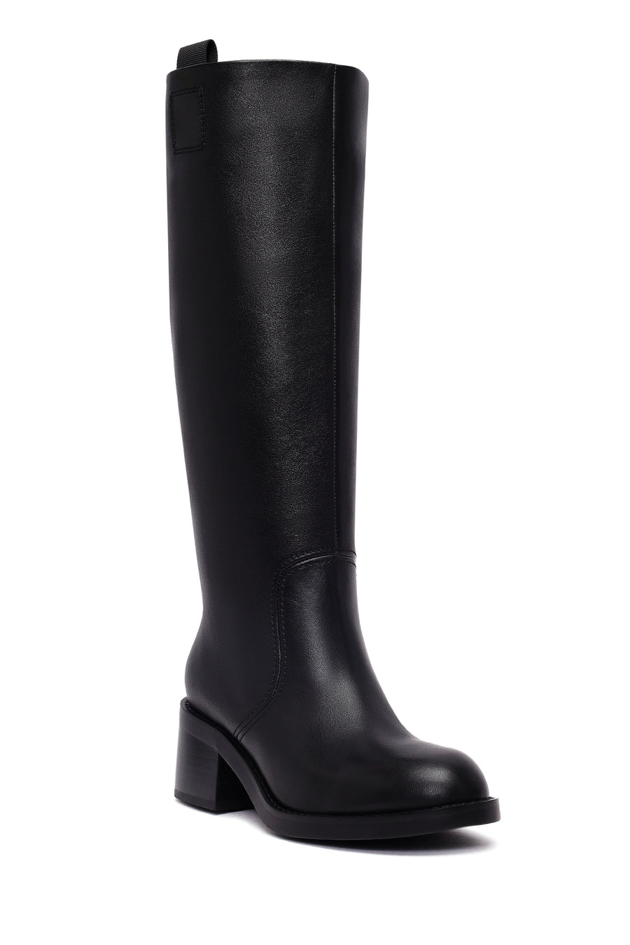Women's Black Thick Heeled Leather Boot
