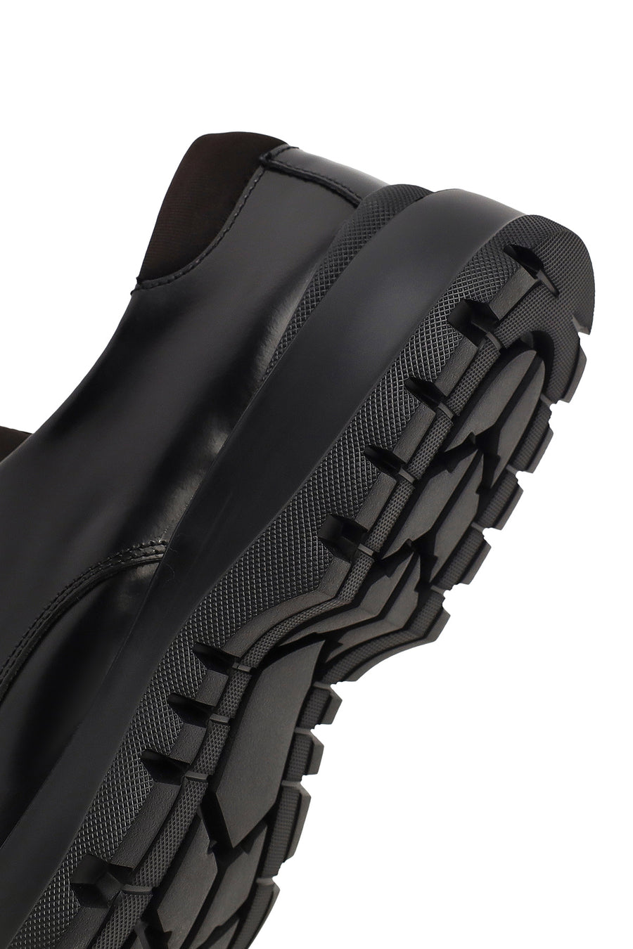 Men's Black Lace-Up Thick-Soled Leather Casual Shoe