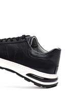 Men's Black Lace-up Thick-Sole Leather Sneaker | Derimod