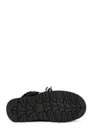 Women's Black Thick-Soled Fur-Lined Leather Boots | Derimod